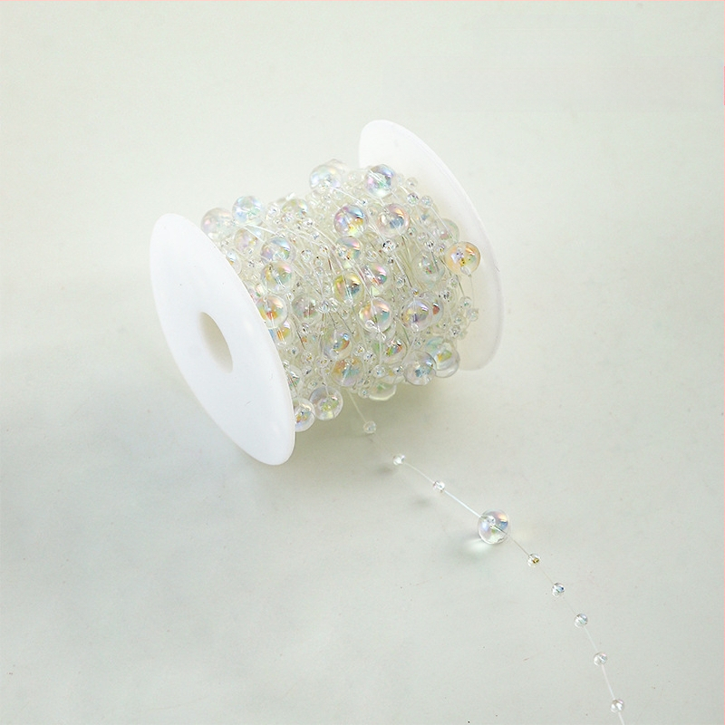 Διακοσμητική αλυσίδα με λουλουδένια μαργαριάρια - σχήματος αστεριού, πλαστικό, 10 μ. ρολό, μάρκα Shangjin, για DIY τσάντες