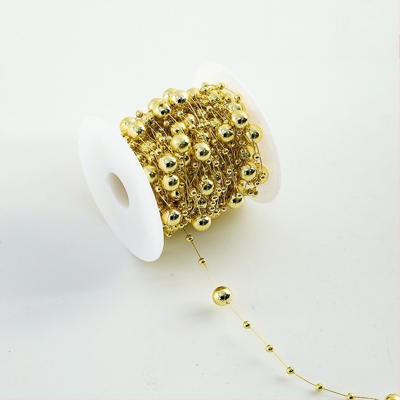 Διακοσμητική αλυσίδα με λουλουδένια μαργαριάρια - σχήματος αστεριού, πλαστικό, 10 μ. ρολό, μάρκα Shangjin, για DIY τσάντες