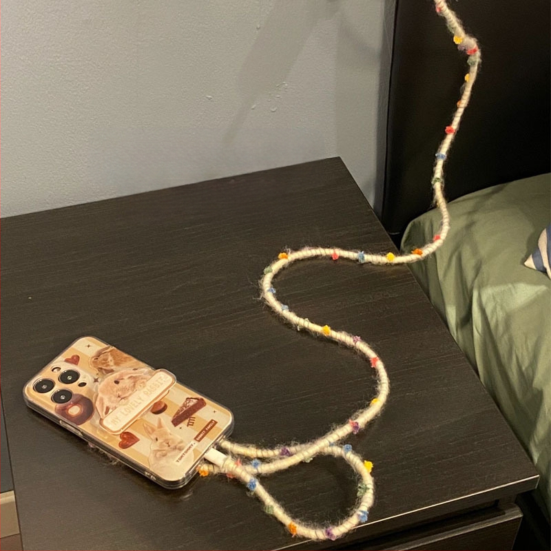 Защитен кабелен калъф за USB кабел – ръчно изработен плюшен дизайн от вълнени топчета, зимна атмосфера, съвместим с iPhone, Android и Type-C кабели