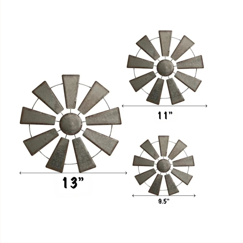 Метална стенна декорация във форма на ветрена мелница, силует от желязо, модерен минималистичен стил