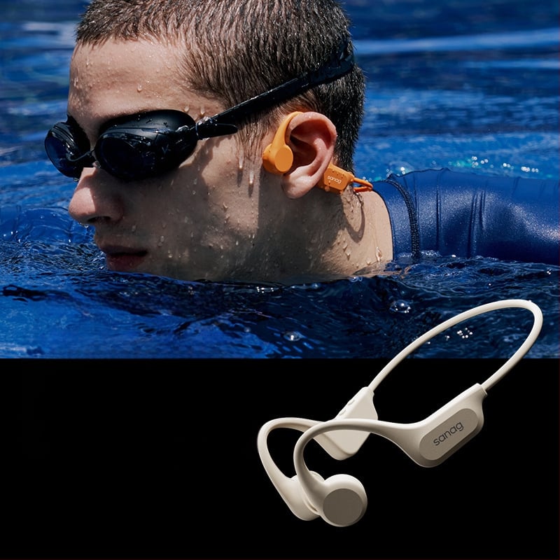 sanag Bluetooth слушалки със костна проводимост, IPX8 водоустойчиви, Bluetooth 5.3, обхват 10 м, живот на батерията 4–8 ч, двустранно стерео