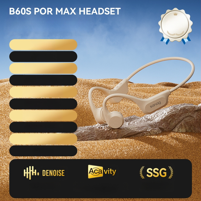 sanag Bluetooth austiņas ar kaula vadāmību, IPX8 ūdensizturīgas, Bluetooth 5.3, darbības diapazons 10 m, 4–8 stundu darbība, abpusējs stereo