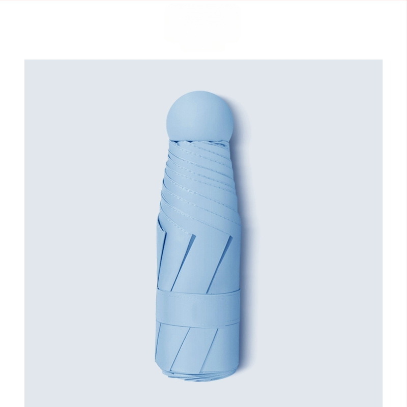 Piecu daļu kabatas lietussargs ar UPF50+ UV aizsardzību, 6 stikla šķiedras rāmi, nerūsējoša tērauda kāts, manuāla atvēršana