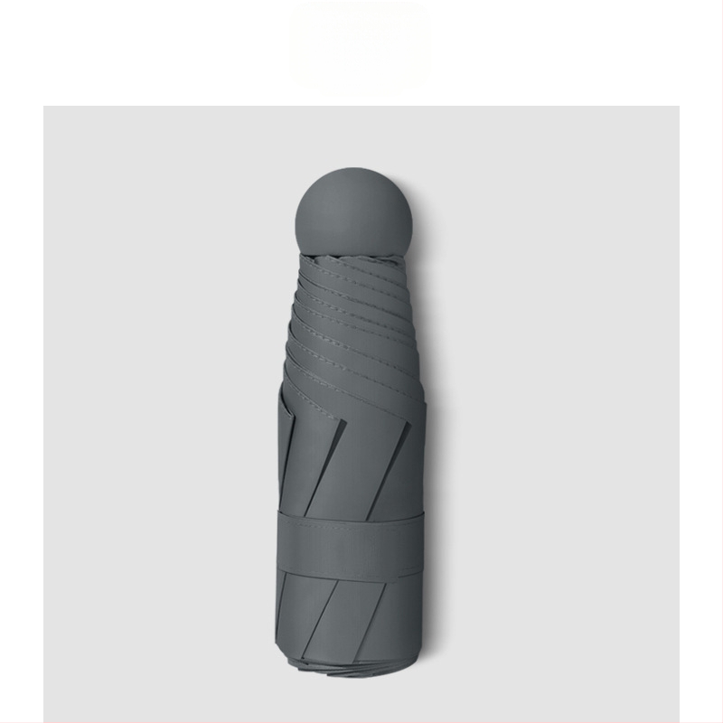 Piecu daļu kabatas lietussargs ar UPF50+ UV aizsardzību, 6 stikla šķiedras rāmi, nerūsējoša tērauda kāts, manuāla atvēršana