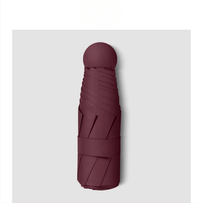 Piecu daļu kabatas lietussargs ar UPF50+ UV aizsardzību, 6 stikla šķiedras rāmi, nerūsējoša tērauda kāts, manuāla atvēršana