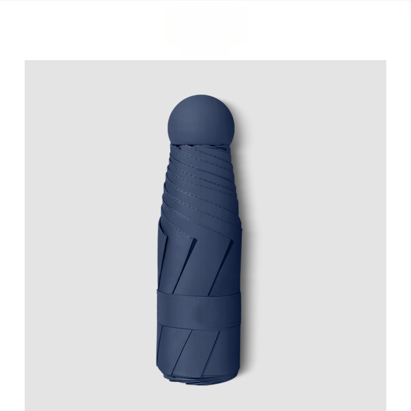 Piecu daļu kabatas lietussargs ar UPF50+ UV aizsardzību, 6 stikla šķiedras rāmi, nerūsējoša tērauda kāts, manuāla atvēršana