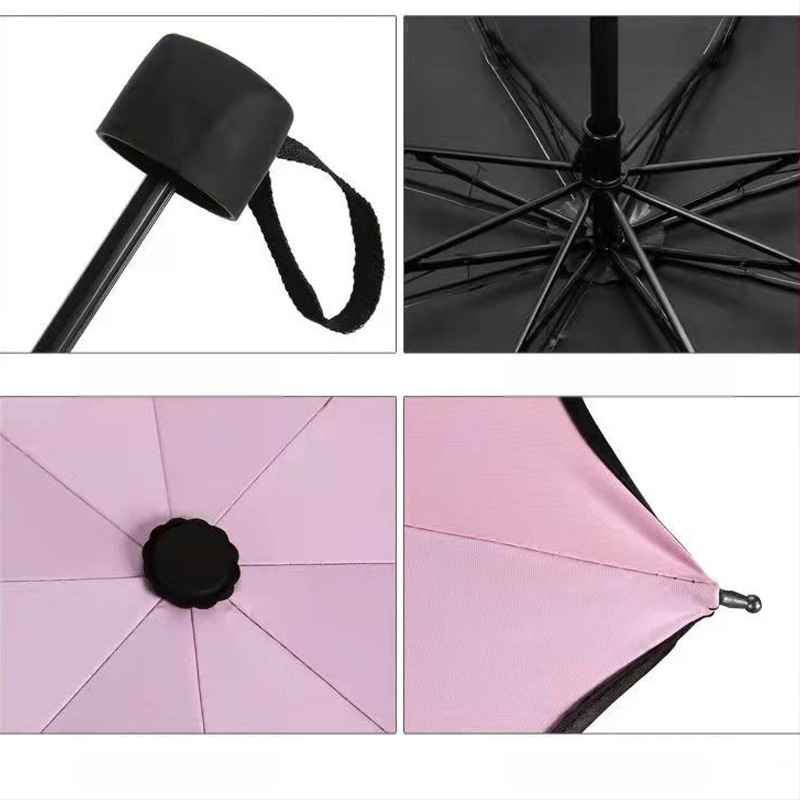 Ομπρέλα τριών τμημάτων με ύφασμα αντίκτυπου 190T, 8 μεταλλικά μπράτσα, UV προστασία UPF πάνω από 40, χειροκίνητο άνοιγμα/κλείσιμο