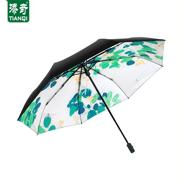 Αναδιπλούμενη ομπρέλα με μοτίβο ανθών κερασιάς, UV προστασία >50, πλαίσιο με 8 ραβδιά, ύφασμα 210T, χειροκίνητη λειτουργία