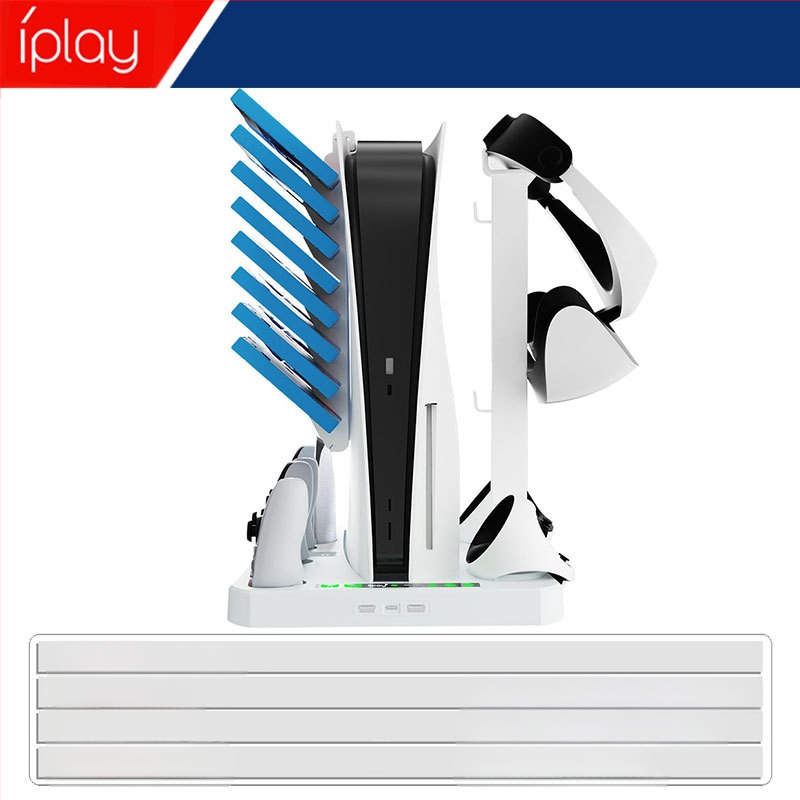 PS5 βάση ψύξης με φορτιστή για PSVR2/PS5 χειριστήρια και αποθήκευση γυαλιών — TYPE-C, ABS, OEM, περιλαμβάνει βάση και φορτιστή, συμβατό με PS5 και PSVR2