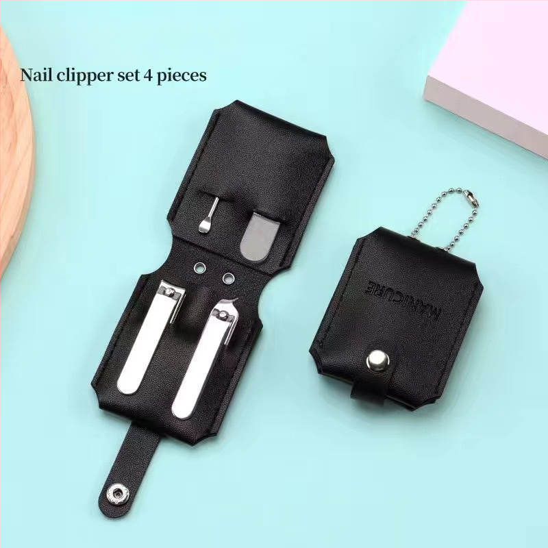 Портативен комплект за грижа: резачка за нокти и лъжичка за уши — неръждаема и въглеродна стомана, плосък и наклонен връх за нокти, клещи за канали по нокътя и многофункционални пинсети