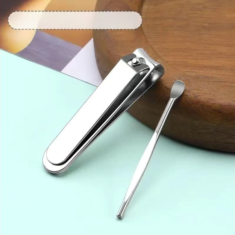 Портативен комплект за грижа: резачка за нокти и лъжичка за уши — неръждаема и въглеродна стомана, плосък и наклонен връх за нокти, клещи за канали по нокътя и многофункционални пинсети