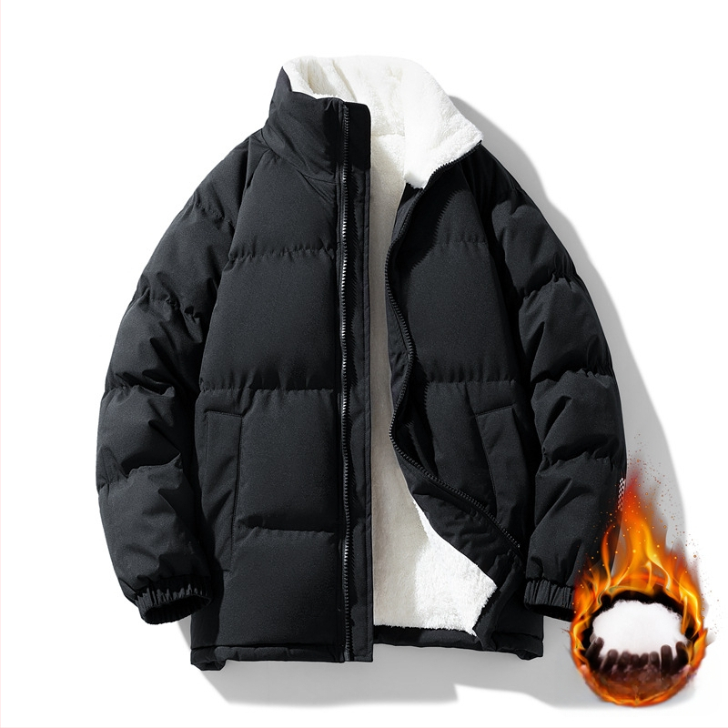 Unisex παλτό chenille από βαμβάκι, με σταθερό γιακά, επένδυση από ακέτα, γέμισμα πολυεστέρα-βαμβάκι, φθινοπωρινό-χειμερινό