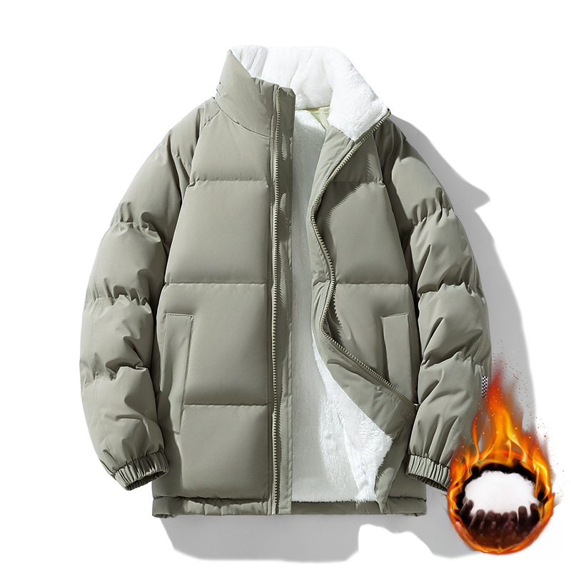 Unisex παλτό chenille από βαμβάκι, με σταθερό γιακά, επένδυση από ακέτα, γέμισμα πολυεστέρα-βαμβάκι, φθινοπωρινό-χειμερινό