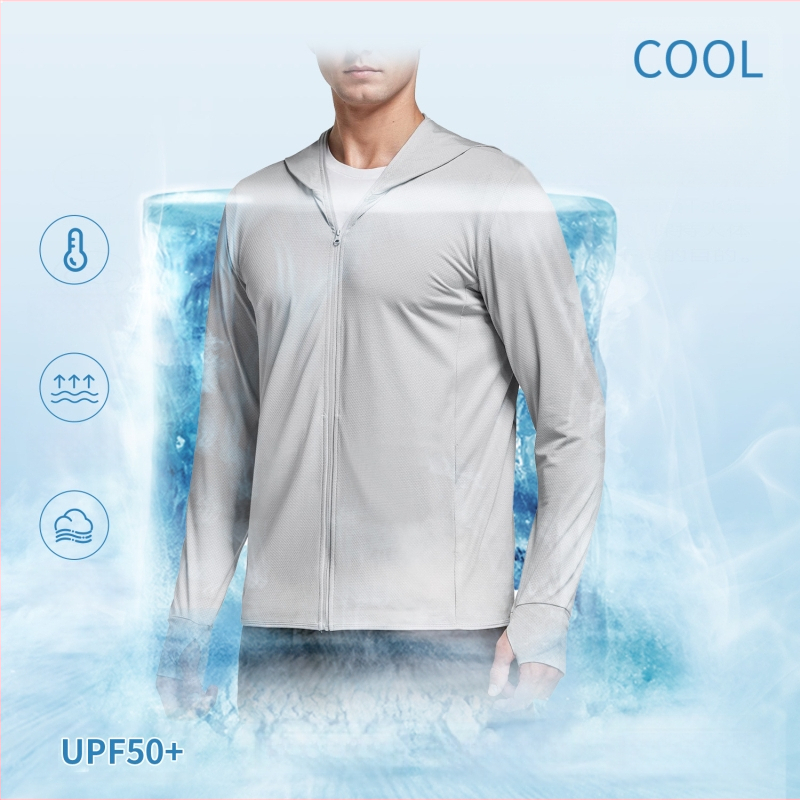 Muška kapuljačasta jakna za planinarenje na otvorenom, dugi rukav, UV zaštita SPF 50+, poliester, zatvarač