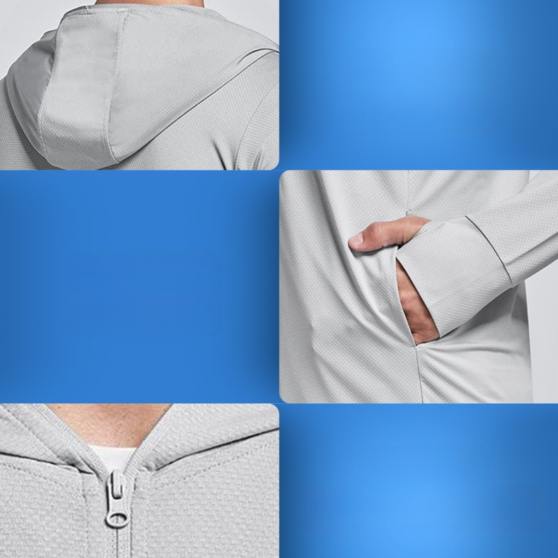 Muška kapuljačasta jakna za planinarenje na otvorenom, dugi rukav, UV zaštita SPF 50+, poliester, zatvarač