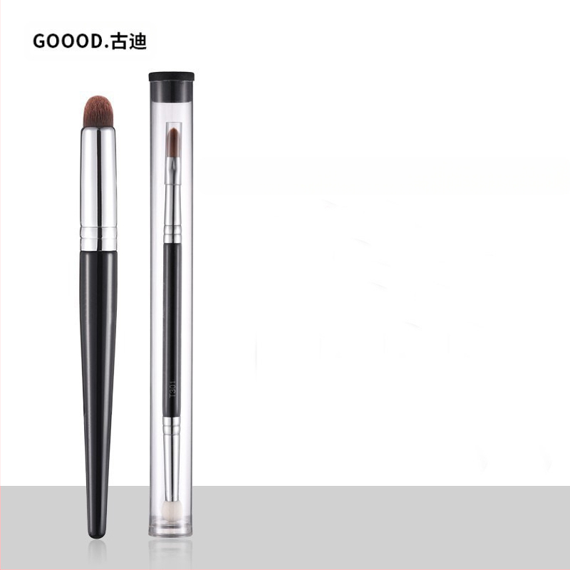 Βούρτσα κονσίλερ με στρογγυλή κεφαλή για την περιοχή γύρω από τα μάτια — επαγγελματική ακρίβεια, συνθετικές τρίχες, ξύλινη λαβή