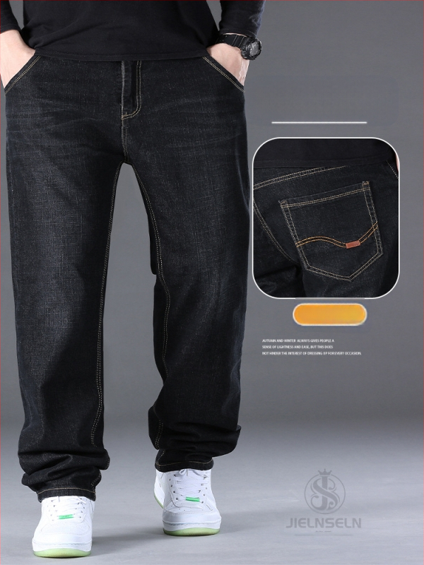 Ανδρικά τζιν ίσια γραμμή, μεσαία μέση, φερμουάρ, μικροελαστικότητα, λεπτό ύφασμα