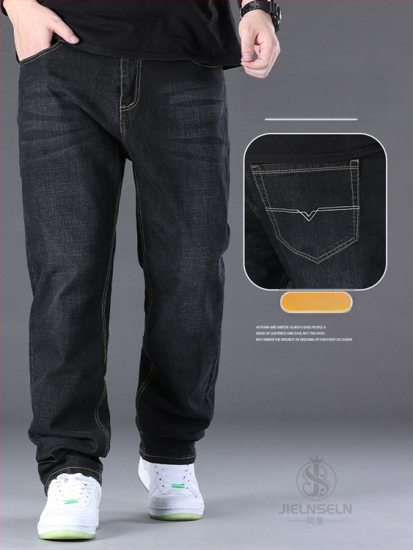 Ανδρικά τζιν ίσια γραμμή, μεσαία μέση, φερμουάρ, μικροελαστικότητα, λεπτό ύφασμα