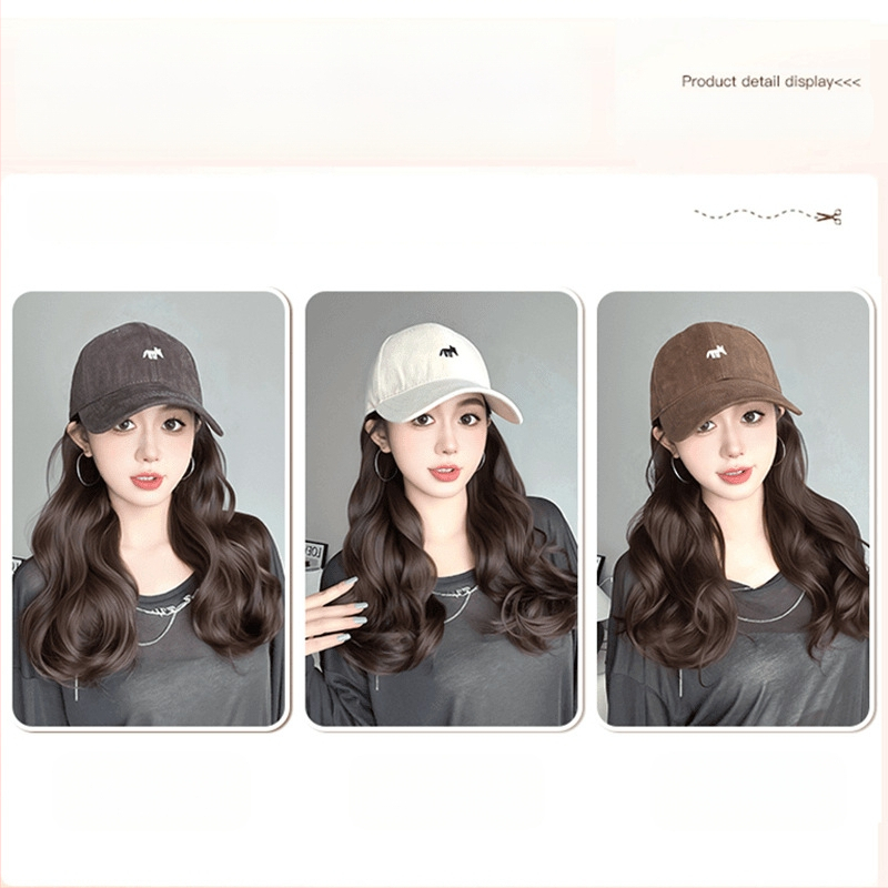 Parūka ar asti un cepuri ar lapsas izšuvumu, viengabala dizains, rokām adīta, izturīga pret temperatūru sintētiskā šķiedra, ar lielām viļņām, nav krāsojama vai veidojama, piemērota visām sejas formām