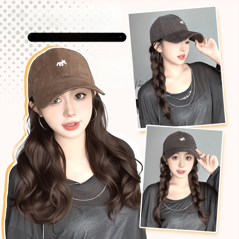 Parūka ar asti un cepuri ar lapsas izšuvumu, viengabala dizains, rokām adīta, izturīga pret temperatūru sintētiskā šķiedra, ar lielām viļņām, nav krāsojama vai veidojama, piemērota visām sejas formām