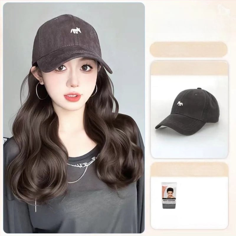 Parūka ar asti un cepuri ar lapsas izšuvumu, viengabala dizains, rokām adīta, izturīga pret temperatūru sintētiskā šķiedra, ar lielām viļņām, nav krāsojama vai veidojama, piemērota visām sejas formām