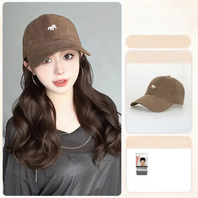 Parūka ar asti un cepuri ar lapsas izšuvumu, viengabala dizains, rokām adīta, izturīga pret temperatūru sintētiskā šķiedra, ar lielām viļņām, nav krāsojama vai veidojama, piemērota visām sejas formām