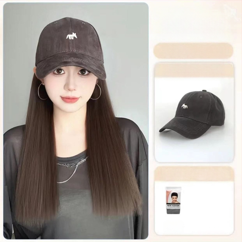 Parūka ar asti un cepuri ar lapsas izšuvumu, viengabala dizains, rokām adīta, izturīga pret temperatūru sintētiskā šķiedra, ar lielām viļņām, nav krāsojama vai veidojama, piemērota visām sejas formām