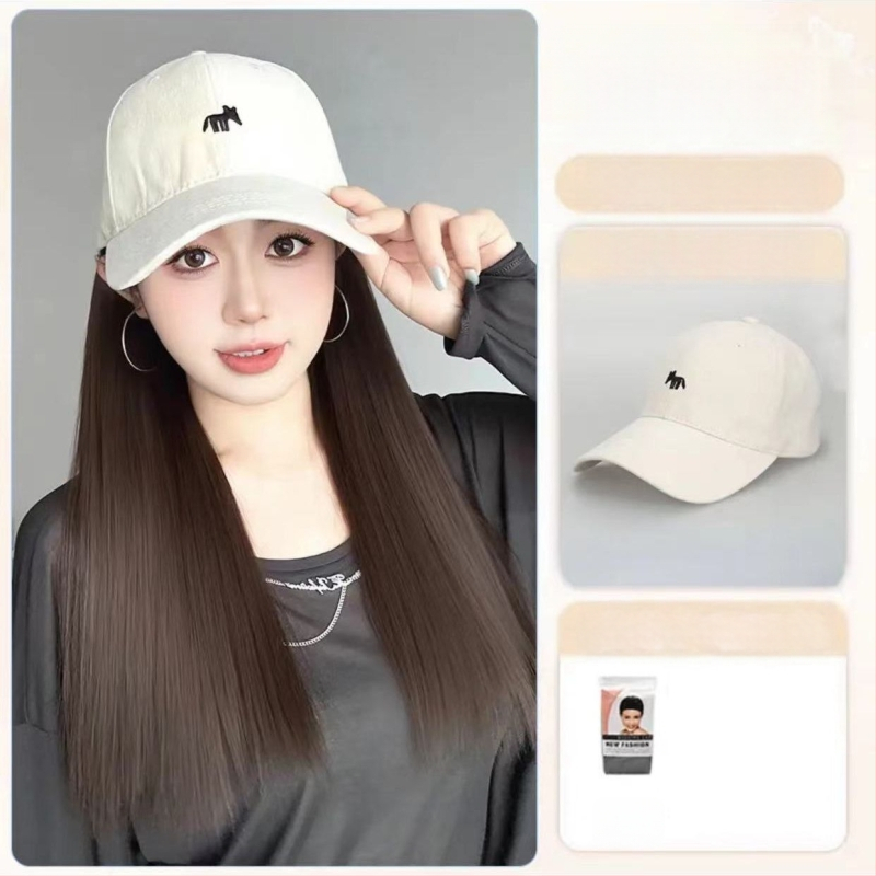 Parūka ar asti un cepuri ar lapsas izšuvumu, viengabala dizains, rokām adīta, izturīga pret temperatūru sintētiskā šķiedra, ar lielām viļņām, nav krāsojama vai veidojama, piemērota visām sejas formām