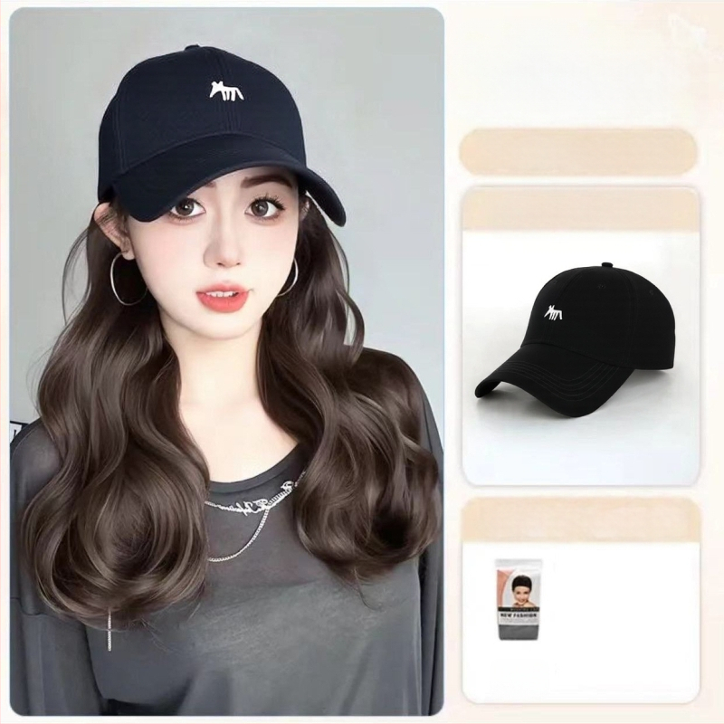 Parūka ar asti un cepuri ar lapsas izšuvumu, viengabala dizains, rokām adīta, izturīga pret temperatūru sintētiskā šķiedra, ar lielām viļņām, nav krāsojama vai veidojama, piemērota visām sejas formām