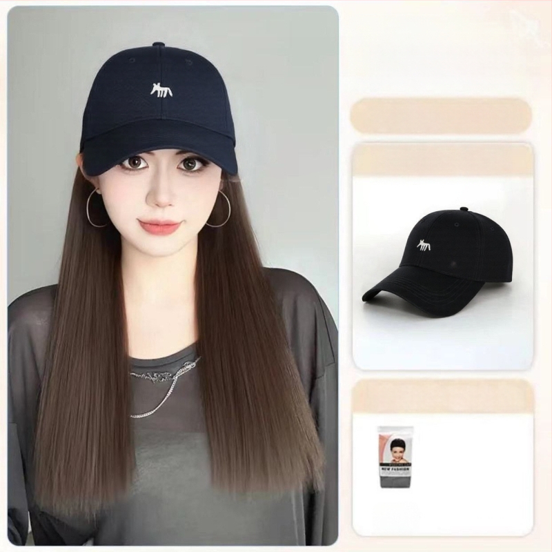 Parūka ar asti un cepuri ar lapsas izšuvumu, viengabala dizains, rokām adīta, izturīga pret temperatūru sintētiskā šķiedra, ar lielām viļņām, nav krāsojama vai veidojama, piemērota visām sejas formām