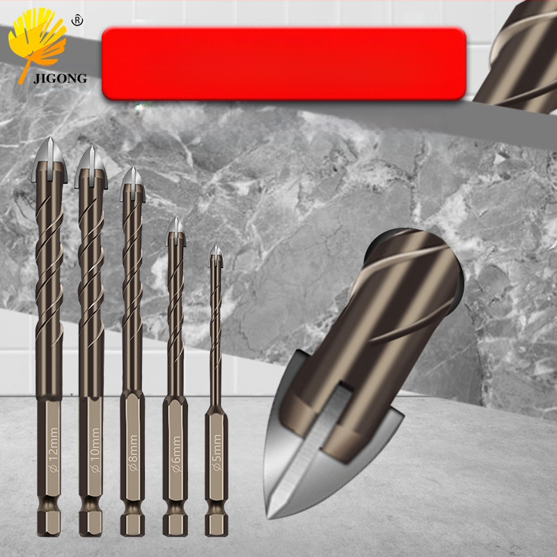 Journalists сплавен бур, шестостенков носач, спирална канавка, 4 лопатки, за керамични и стъклени плочки, витрифицирана тухла