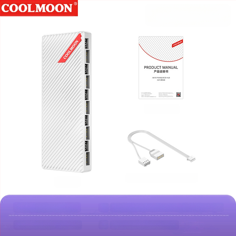 CoolMoon V11 ARGB хъб за дънната платка, 1 към 10 разклонител, 5V 3-пин, независимо захранване, мултиинтерфейсен дизайн