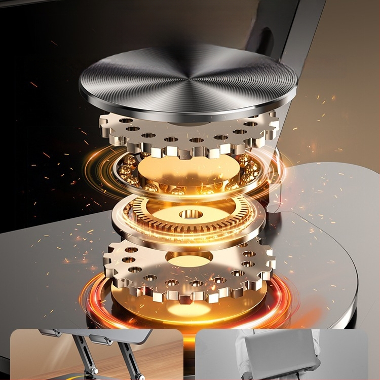 Стойка за лаптоп с въртене на 360°, повдигане на настолна повърхност и вертикално регулиране, въглеродна стомана, модел BJ30