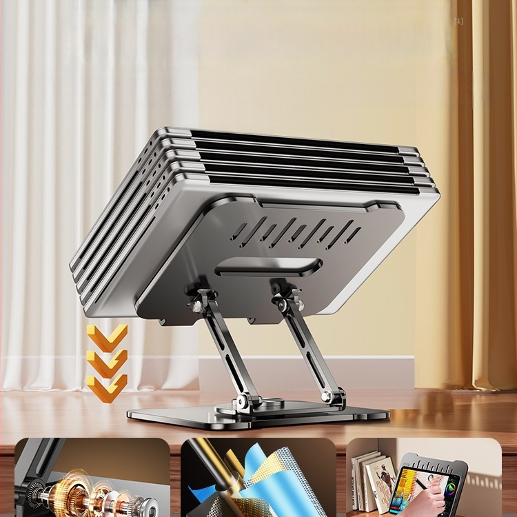 Стойка за лаптоп с въртене на 360°, повдигане на настолна повърхност и вертикално регулиране, въглеродна стомана, модел BJ30