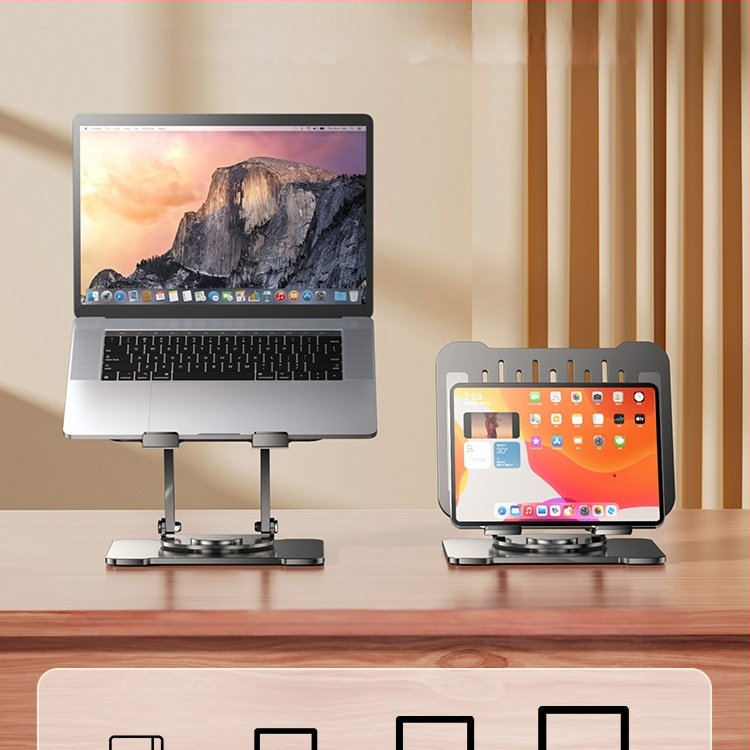 Стойка за лаптоп с въртене на 360°, повдигане на настолна повърхност и вертикално регулиране, въглеродна стомана, модел BJ30