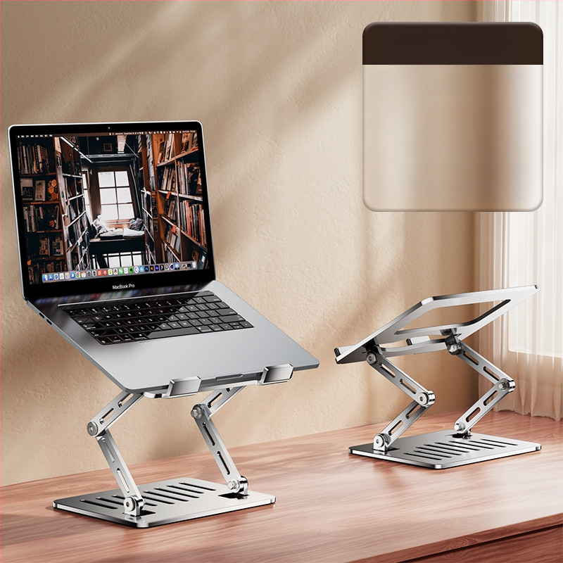 Стойка за лаптоп с въртене на 360°, повдигане на настолна повърхност и вертикално регулиране, въглеродна стомана, модел BJ30