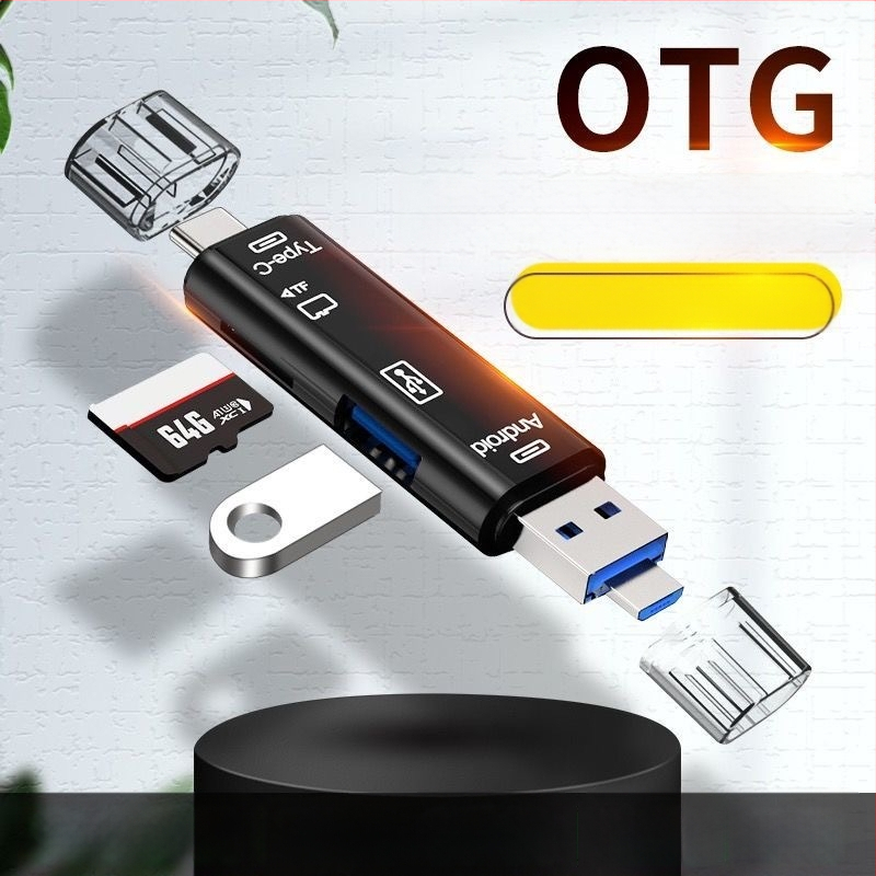 Αναγνώστης καρτών USB 6-σε-1 – υψηλής ταχύτητας USB, SD/TF υποστήριξη, συμβατό με USB-C/Android, για PC
