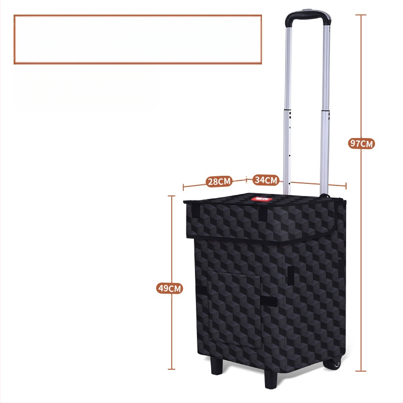 Πτυσσόμενη τετράτροχη καρότσα χειρός για αποσκευές και ψώνια, ελαφριά και φορητή, με λογότυπο