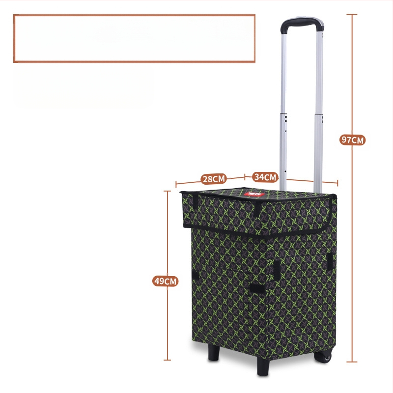 Πτυσσόμενη τετράτροχη καρότσα χειρός για αποσκευές και ψώνια, ελαφριά και φορητή, με λογότυπο