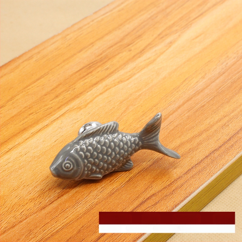 Keramikas skapja rokturis, vienā caurumā, modelis 1017 Grass Carp, glazūra ar krāsu efektu, mūsdienīgs minimālistisks stils