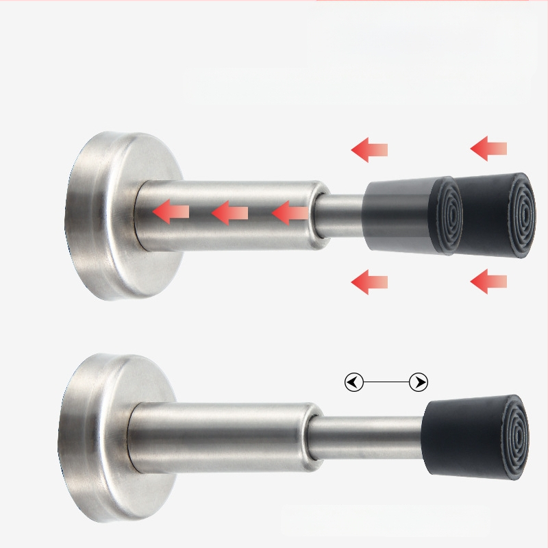 Ανοξείδωτος τοίχου stopper για πόρτα με αντικρούση, παχύτερη κορυφή από καουτσούκ, μοντέλο 008, γυαλιστερή επιφάνεια