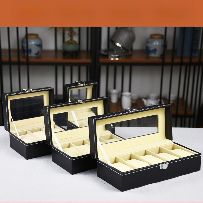 Кутия за часовник HH-S001, PU кожа, 12 отделения, прозрачен дисплей, опаковка за подаръци и бижута