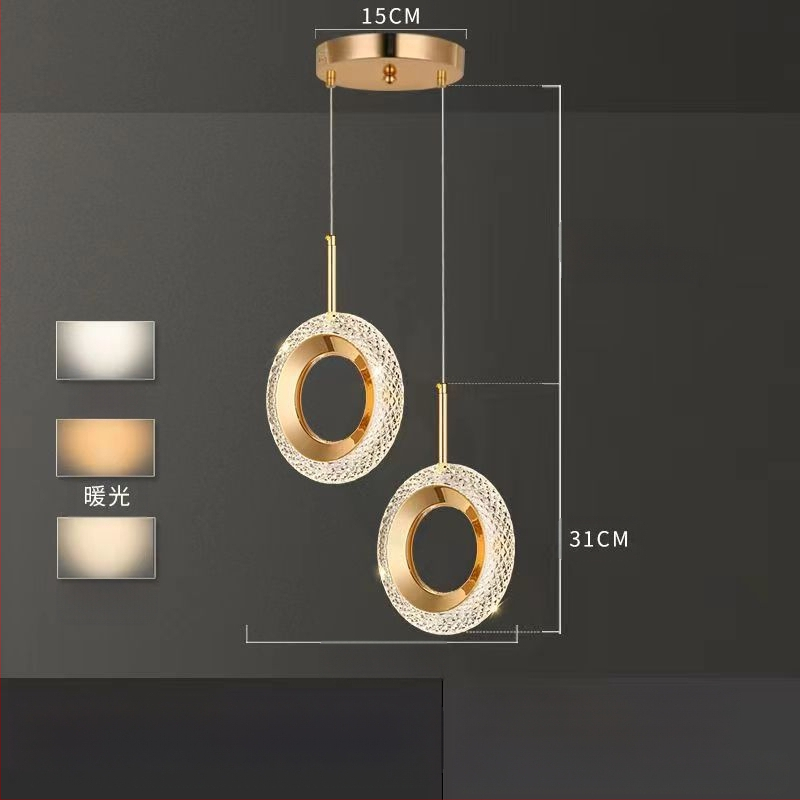 LED viseći luster za spavaću sobu, aluminijsko tijelo, akrilno sjenilo, podesiva visina, luster s jednom glavom, moderan minimalistički stil