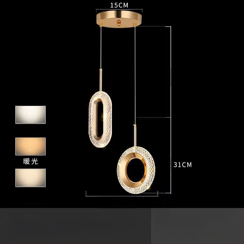 LED viseći luster za spavaću sobu, aluminijsko tijelo, akrilno sjenilo, podesiva visina, luster s jednom glavom, moderan minimalistički stil