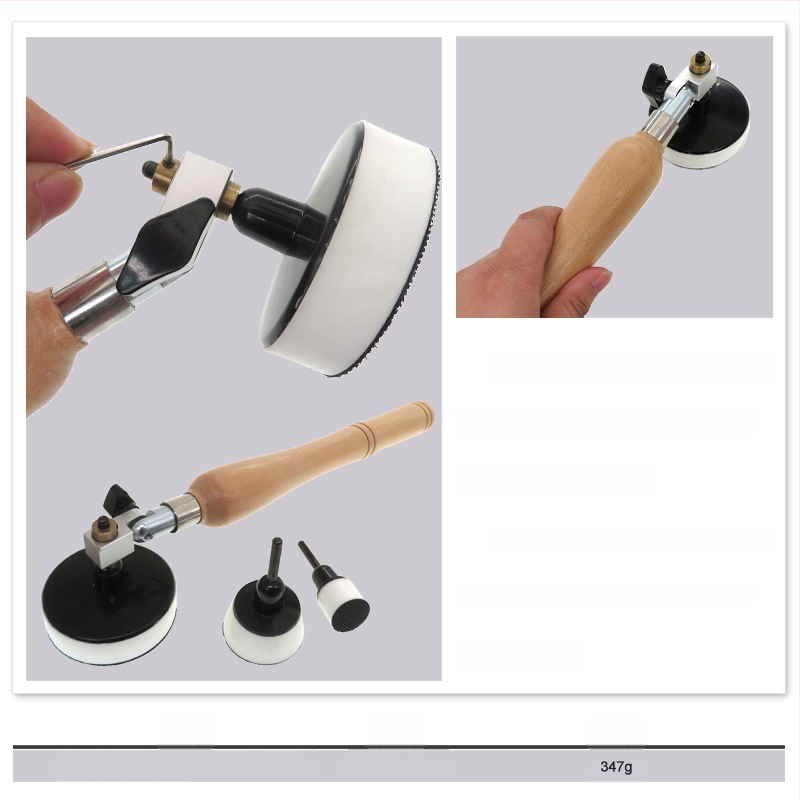 Koka apstrādes pulēšanas un smilšēšanas instruments ar Velcro pamatni (Velcro; materiāls PU+nylon cilpa; abrazīvs PU+koks+augstas ātruma tērauds)