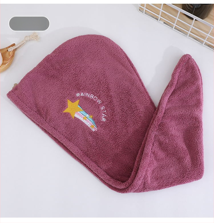 Κοραλλοφλιζέ καπέλο στεγνώματος μαλλιών με κέντημα, απορροφητικό, γρήγορο στέγνωμα, 150D νήμα, βάρος 50–79 g