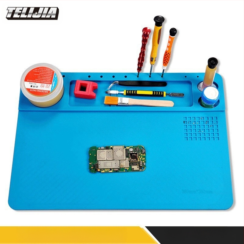 Telijia Магнитна силиконова ремонтна подложка за електроника — поддръжка на IC на дънна платка, организация на инструменти и малки винтове, мат за спояване и горещ въздух