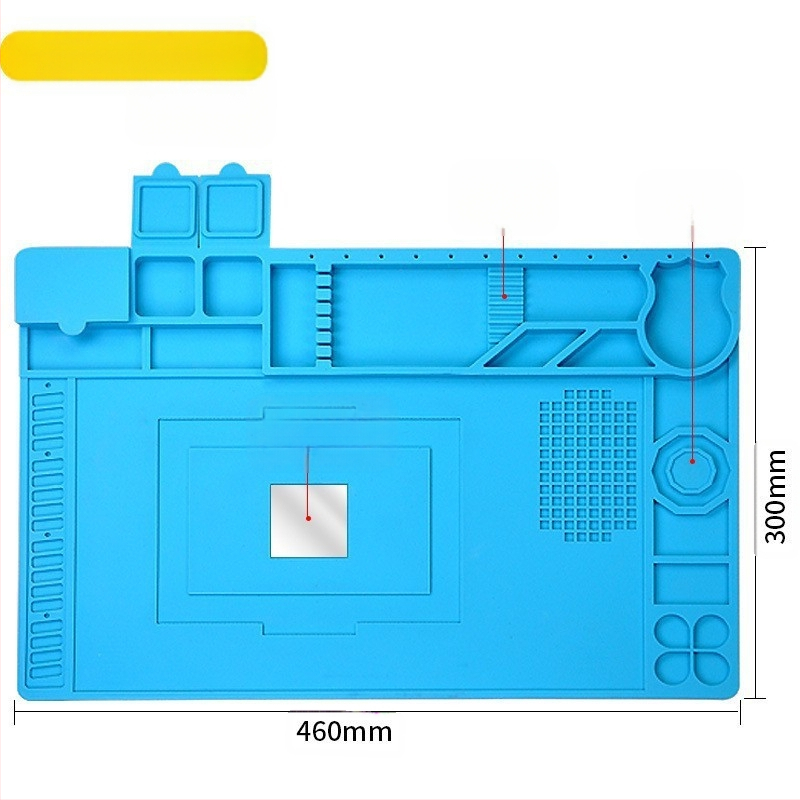 Telijia Магнитна силиконова ремонтна подложка за електроника — поддръжка на IC на дънна платка, организация на инструменти и малки винтове, мат за спояване и горещ въздух