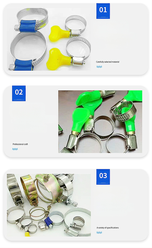 Spona za crijevo od nehrđajućeg čelika s plastičnom ručkom, nominalni promjer 10–16 mm, promjer fiksacije 16 mm, za auto i brodsku industriju, Mingfei Fastener