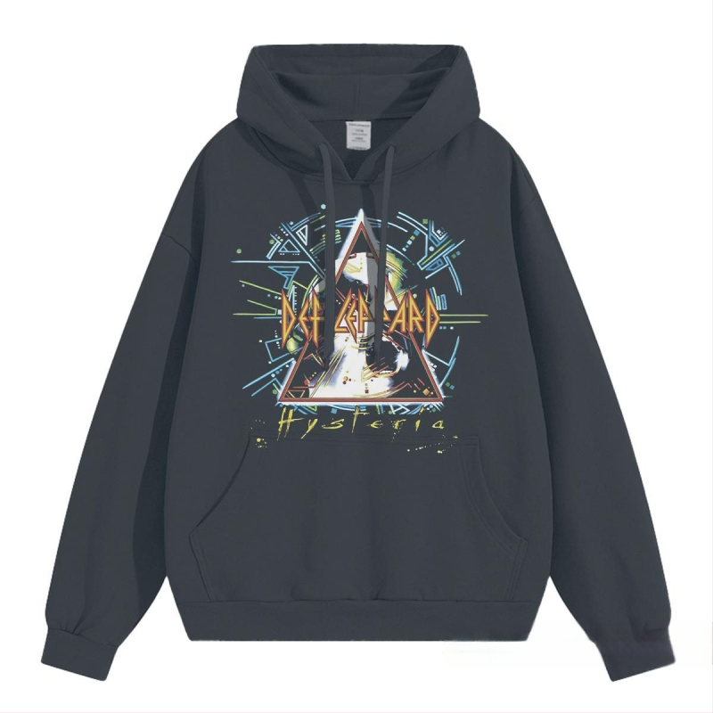 Φούτερ με κουκούλα – χωρίς γιακά, μοτίβο ροκ μουσικής, χαλαρή γραμμή, για άνδρες, Άνοιξη 2025